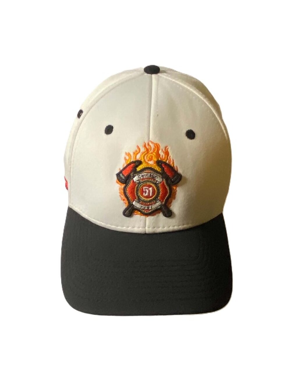 Pukka Firefighter Fire Crew Hat L/XL White Black 51 Embroidered